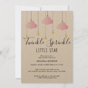 Twinkle Baby Sprinkle Pink Rustic All In One Einladung