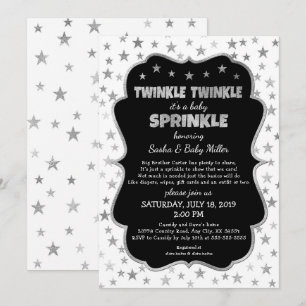 Twinkle Baby Sprinkle Schwarz Silber Einladungen