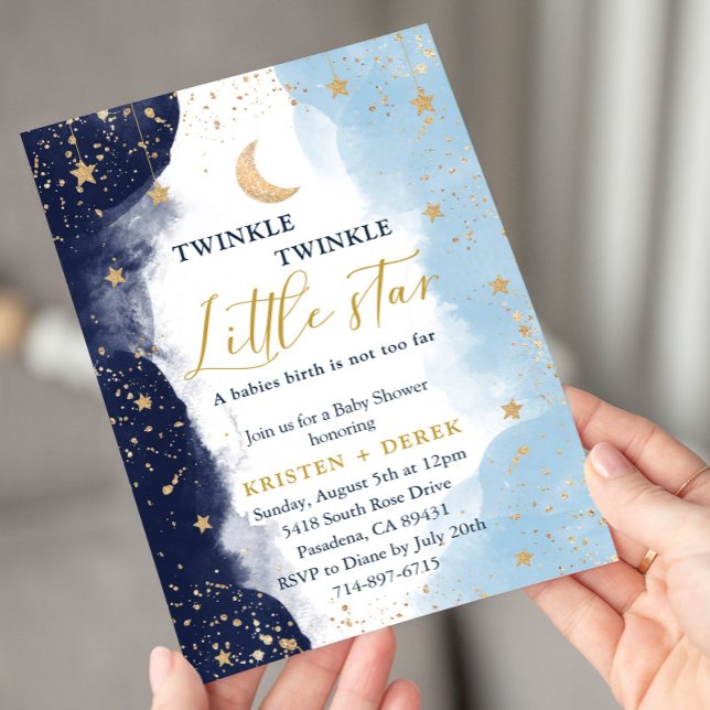 Twinkle Babydusche, Baby Boy, Aquarell Einladung (Von Creator hochgeladen)