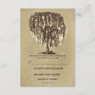 Twinkle beleuchtet Baum-rustikale Hochzeit RSVP Karte