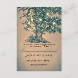Twinkle beleuchtet Baum-rustikale Hochzeit RSVP Karte