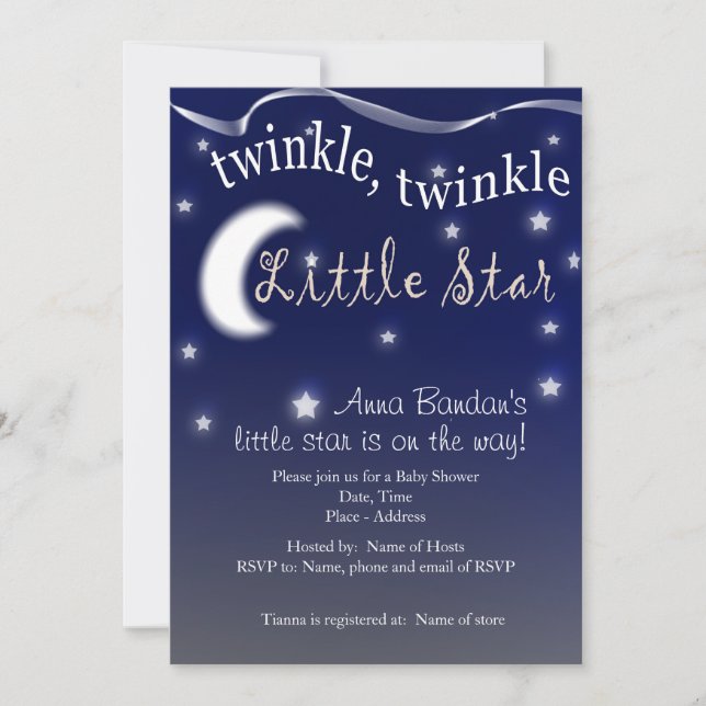 Twinkle, blinkend, kleiner Stern Einladung (Vorderseite)