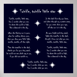Twinkle, blinkend, kleiner Stern Poster