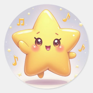 Twinkle Dance Star – Kawaii errötende Süße Runder Aufkleber