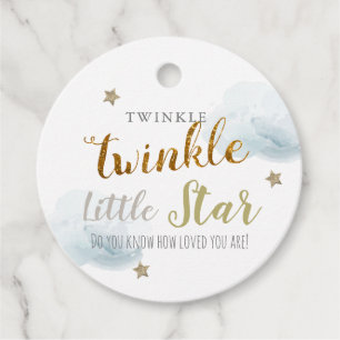 Twinkle Gold Stars & Blue Clouds Geburtstag Geschenkanhänger