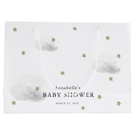 Twinkle Gold Stars & Gray Clouds Kinderdusche Große Geschenktüte