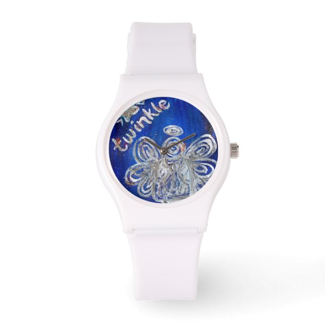 Twinkle Guardian Silver Engel Custom Watch Design Armbanduhr (Vorderseite)