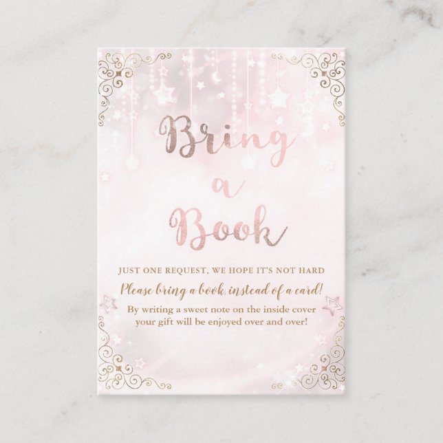 Twinkle kleine Star Rose Gold Buchen Baby Begleitkarte (Vorderseite)