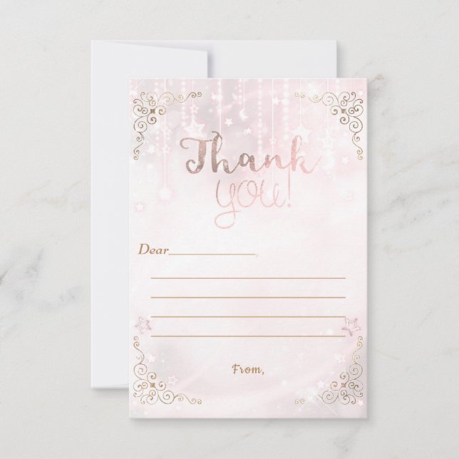 Twinkle kleine Star Rose Gold Dusche Vielen Dank Dankeskarte (Vorderseite)