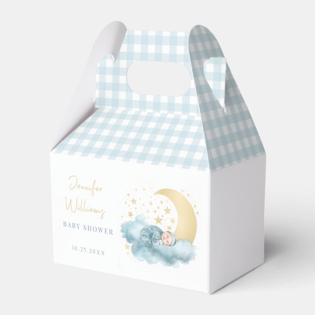 Twinkle kleine Sterne Gold Baby Boy Duschbox Geschenkschachtel (Vorderseite)