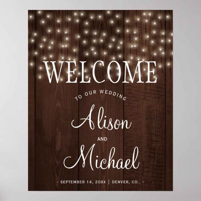 Twinkle Leuchten rustikale Hochzeit im Herbst Begr Poster (Vorne)
