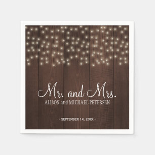 Twinkle Lichter Land rustikal mr und mrs Hochzeit Serviette