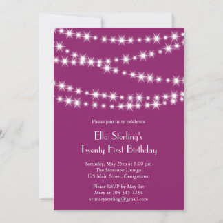 Twinkle Lights 21. Geburtstagseinladung (magenta) Einladung