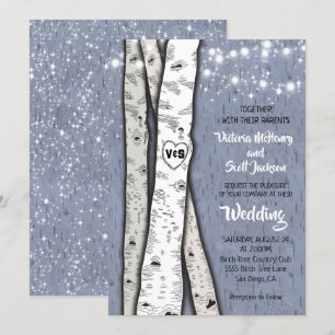 Twinkle lights Birch Tree Hochzeitseinladungen Einladung