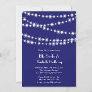 Twinkle Lights Birthday Invitation (Indigo) Einladung