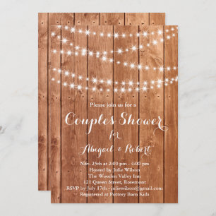 Twinkle Lights Couple's Shower Invitation - chêne