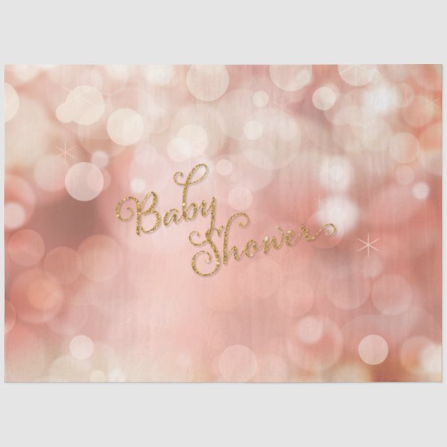 Twinkle Lights Gold Glitzer Pink Baby Girl Dusche Seidenpapier (Vorderseite)