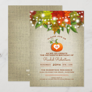 Twinkle Lights Herbst Burlap Sweet 16 Party Einladung