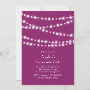 Twinkle Lights Junggeselinnen-Abschied magenta Einladung
