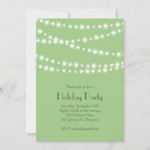 Twinkle Lights Light Green Holiday Party Einladung