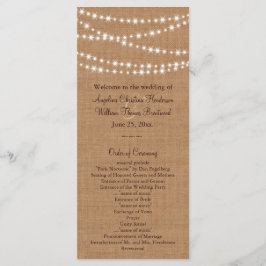 Twinkle Lights on Burlap Wedding Programm