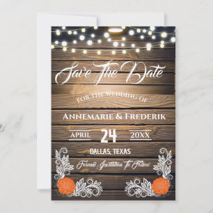Twinkle Lights Rustic Wood Lace Save The Date