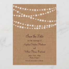 Twinkle Lights Save the Date auf Burlap