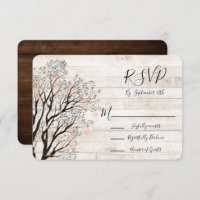 Twinkle Lights Tree Rustic Wood Wedding RSVP