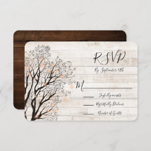 Twinkle Lights Tree Rustic Wood Wedding RSVP Einladung