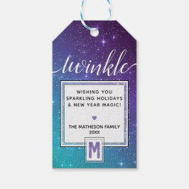 TWINKLE Lila Aquarellfarbenmonogramm und Aquamarin Geschenkanhänger
