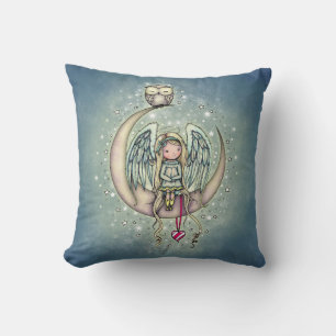 Twinkle Little Angel and Owl Illustration Kissen