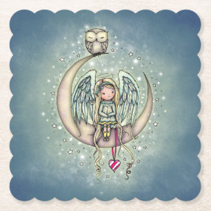 Twinkle Little Angel und Eule Illustrierte Kunst Untersetzer