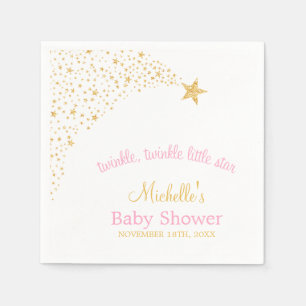 Twinkle Little Shooting Star Gold Pink Baby Dusche Serviette