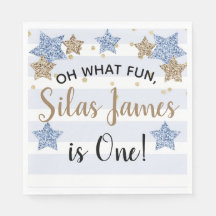 Twinkle Little Star 1. Geburtstag Blue Gold Napkin