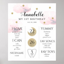Twinkle Little Star 1. Geburtstag Meilenstein Pink