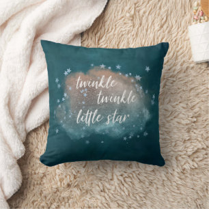 Twinkle Little Star   Aquamarin Grün und Taupe Bro Kissen