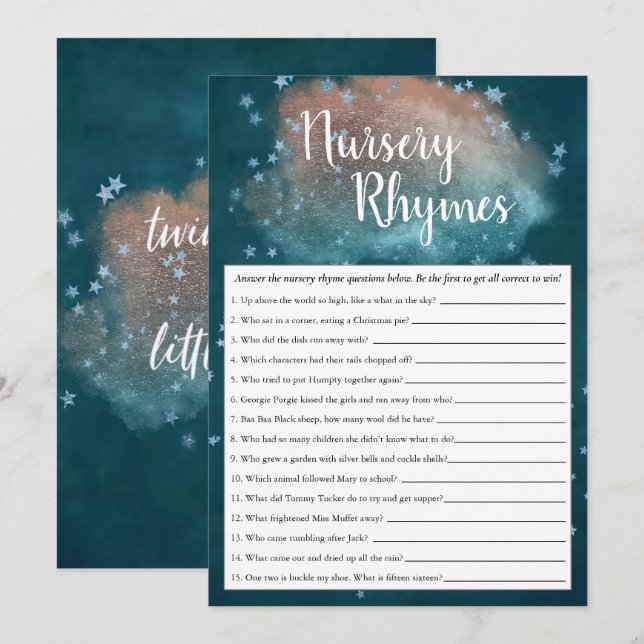Twinkle Little Star | Aquamarines Copper Blue Show Einladung (Vorne/Hinten)