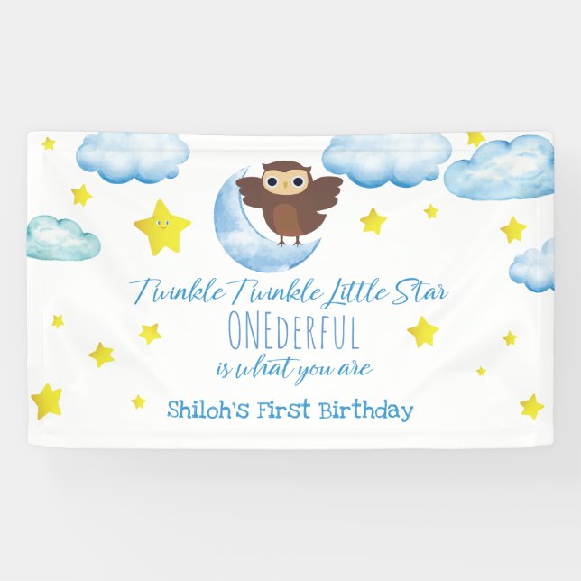 Twinkle Little Star avec bannière Chouette Brown c (Horizontal)