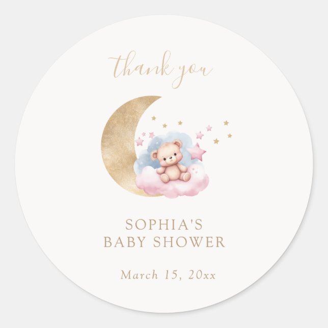 Twinkle Little Star Baby Bear Vielen Dank Runder Aufkleber (Vorderseite)