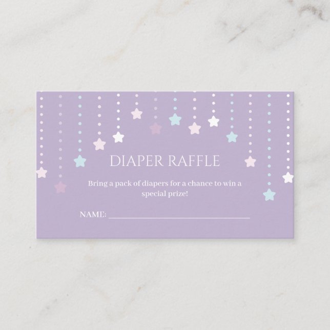 Twinkle Little Star Baby Duschdusche Windeln Raffl Begleitkarte (Vorderseite)