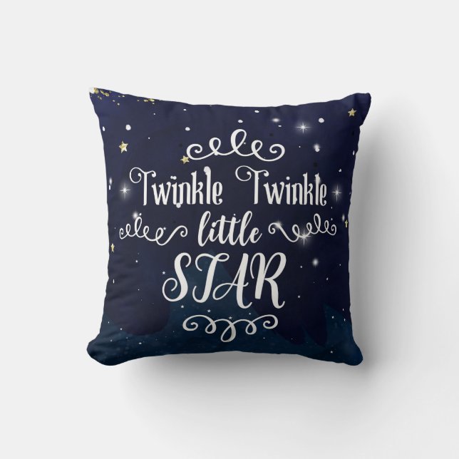 Twinkle Little Star Baby Dusche Blue Gold Starry Kissen (Vorderseite)