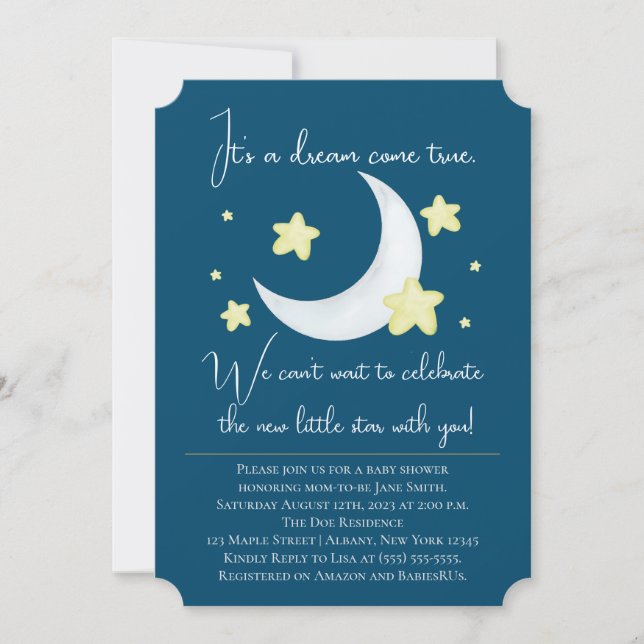 Twinkle Little Star Baby Dusche Einladung (Vorderseite)