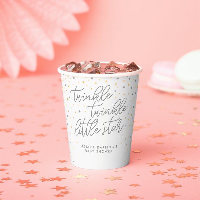 Twinkle Little Star Baby Dusche Einladung Grau Pappbecher (Insitu)