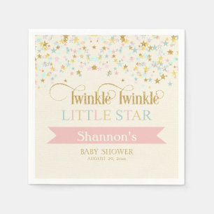 Twinkle Little Star Baby Dusche Gold Aqua Pink Serviette