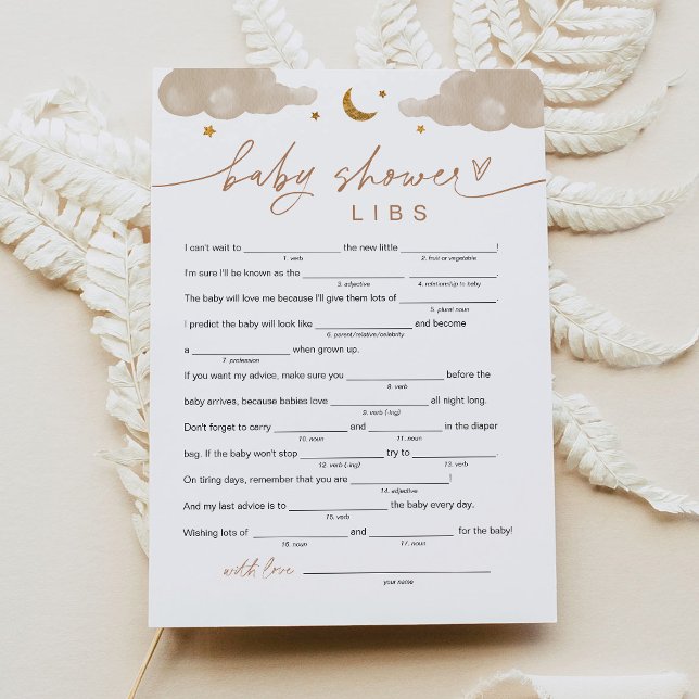 Twinkle Little Star Baby Dusche Libs Spielkarte Einladung (Von Creator hochgeladen)