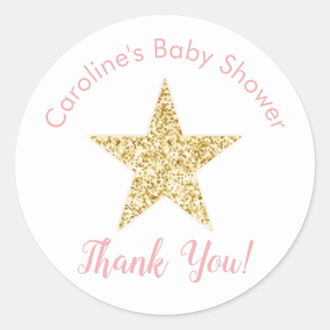 Twinkle Little Star Baby Girl Dusche Vielen Dank Runder Aufkleber (Vorderseite)