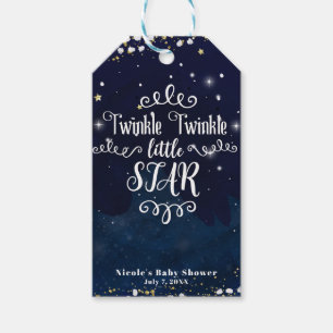 Twinkle Little Star Baby Shower Blau Gold Geschenk Geschenkanhänger