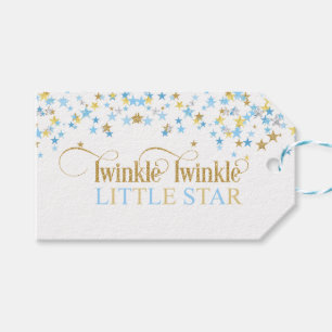 Twinkle Little Star Baby Shower Blau & Gold Geschenkanhänger