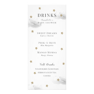 Twinkle Little Star Baby Shower Gray Drink Memu Werbekarte