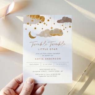 Twinkle Little Star Baby shower Invitation neutre